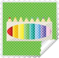 pack de crayons de couleur graphique autocollant carré timbre vecteur