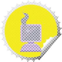 illustration vectorielle d'illustration vectorielle d'ordinateur cassé timbre autocollant rond vecteur