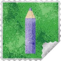 timbre autocollant carré graphique crayon de couleur violet vecteur