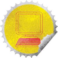 L'icône de l'ordinateur sticker peeling circulaire vector illustration