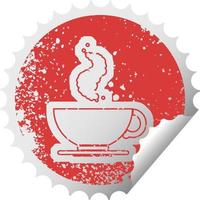 icône d'autocollant en détresse illustration d'une tasse de café chaud vecteur