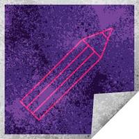 autocollant de pelage carré d'illustration vectorielle de crayon vecteur