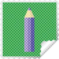 timbre autocollant carré graphique crayon de couleur violet vecteur