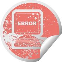 icône d'autocollant en détresse illustration d'une erreur informatique vecteur
