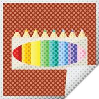 pack de crayons de couleur illustration vectorielle graphique autocollant carré vecteur