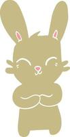 lapin de dessin animé mignon illustration couleur plate vecteur