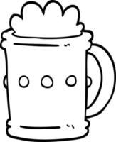 chope de bière dessin animé noir et blanc vecteur