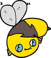 abeille de dessin animé de style doodle mignon dessiné à la main vecteur