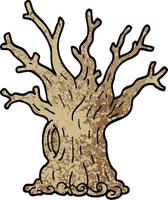 arbre de dessin animé illustration texturée grunge vecteur