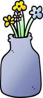 vecteur gradient illustration dessin animé fleurs dans un vase