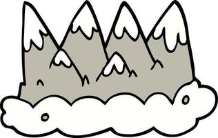 montagnes de dessin animé de style doodle dessinés à la main vecteur