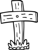 croix de cimetière dessin animé noir et blanc vecteur