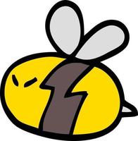 abeille de dessin animé de style doodle dessiné à la main vecteur