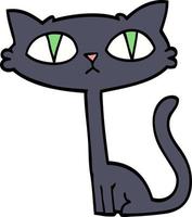 chat noir d'halloween de dessin animé de style doodle dessiné à la main vecteur