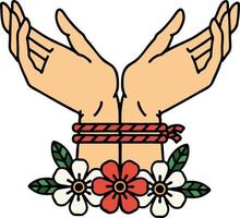 tatouage traditionnel des mains liées vecteur