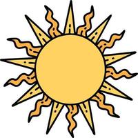 tatouage traditionnel d'un soleil vecteur