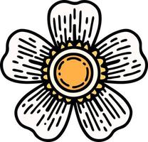 tatouage traditionnel d'une fleur vecteur