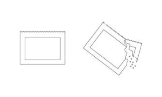 sachets de poudre culinaire ou médicinale soluble entière et coulée. sachets de contour avec du sucre, du sel ou du poivre. trait modifiable. icônes de fine ligne vecteur