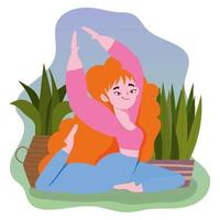 femme, pratiquer, yoga vecteur