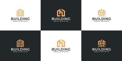 lettre h bâtiment logo vector design bundle