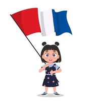 fille avec le drapeau de la france vecteur