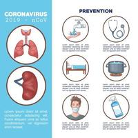 infographie de coronavirus avec des icônes de prévention vecteur