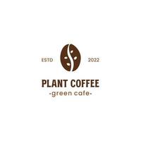 création de logo de café vert vintage, grain de café combiné avec le concept de logo de plante