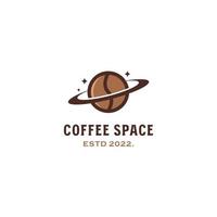 création de logo d'espace café, concept de logo grain de café et saturne vecteur