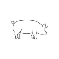 vecteur d'icône de pictogramme de cochon. illustration vectorielle linéaire de la silhouette du cochon. icône de vecteur de porc. illustration vectorielle. dessin au trait cochon