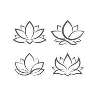 modèles de logo de lotus linéaire. logo de lotus linéaire floral vectoriel. concevoir le contour de la fleur de lotus. illustration vectorielle. icône de lotus vecteur