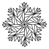 illustration vectorielle d'un flocon de neige géométrique sur fond blanc isolé. motif abstrait d'hiver pour les icônes, le décor et les décorations de noël vecteur