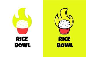 création de logo de bol de riz épicé vecteur