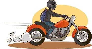 illustration vectorielle de jeune homme conduisant une moto vecteur