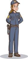 illustration vectorielle de policière en uniforme vecteur