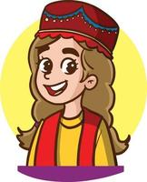 fille turque en illustration vectorielle de costume traditionnel vecteur