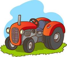 tracteur de dessin animé rouge isolé sur fond blanc. machines agricoles lourdes pour le travail des champs.