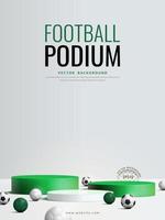 concept d'affichage de produit de football, podium vert et blanc en trois étapes sur fond blanc, illustration vectorielle vecteur