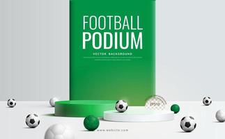 concept d'affichage de produit de football, podium vert et blanc en deux étapes sur fond vert, illustration vectorielle vecteur