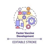 icône de concept de développement de vaccin plus rapide. conception d'injection rapide. illustration de la ligne mince de l'idée abstraite de prévention de la pandémie. dessin de contour isolé. trait modifiable. vecteur