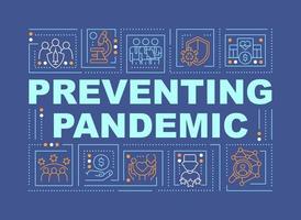 prévenir la bannière bleue des concepts de mots pandémiques. santé publique. infographie avec des icônes modifiables sur fond de couleur. typographie isolée. illustration vectorielle avec texte. vecteur