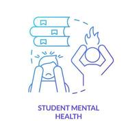 icône de concept de dégradé bleu santé mentale étudiant. stress et anxiété. problème dans l'illustration de la ligne mince de l'idée abstraite de l'enseignement supérieur. dessin de contour isolé. vecteur