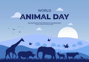 journée mondiale des animaux avec un animal en forêt célébrée le 4 octobre. vecteur