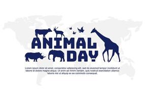 journée mondiale des animaux avec un animal sur terre célébré le 4 octobre. vecteur