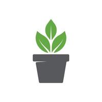 icône feuille et pot. design branché d'icône de plante en pot. feuille sur le vecteur d'icône de pot. logo du jardin. illustration vectorielle