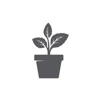 icône feuille et pot. design branché d'icône de plante en pot. feuille sur le vecteur d'icône de pot. logo du jardin. illustration vectorielle