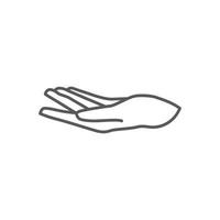 geste de dessin à la main donnant un design linéaire. vecteur d'icône de main. symbole de la main de donner l'icône. création de logo de soin des mains. illustration vectorielle