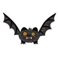 chauve-souris d'halloween de dessin animé volant. personnage de bébé mignon avec grande aile ouverte, oreilles. animal de la forêt. conception plate. illustration vectorielle isolée vecteur