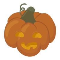 citrouille d'halloween orange avec visage effrayant et bougie à l'intérieur. visage heureux illustration de dessin animé plat vecteur citrouille halloween isolé sur fond blanc.