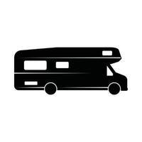 bus van rétro vintage pour le camping. peut être utilisé comme emblème, logo, badge, étiquette. marque, affiche ou impression. art graphique monochrome. vecteur
