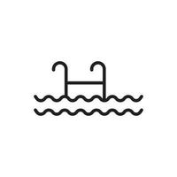 eps10 vecteur noir piscine avec icône de ligne d'échelle isolée sur fond blanc. escalier vers le symbole du plan de la piscine dans un style moderne et plat simple pour la conception de votre site Web, votre logo et votre application mobile